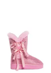 [Sugar Thrillz] Snowflake Cadet Rhinestone Booties - Pink
