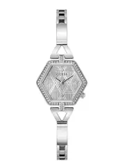 GUESS Silver Audrey Glitz Hexagonal Link Watch