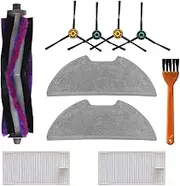 E10s Replacement Parts Accessories Compatible with Eureka E10s Robot Vacuum Cleaner, Including 1 Main Brush, 2 Hepa Filters, 2 Mop Pads, 4 Edge-Sweeping Brushes (9Pc)