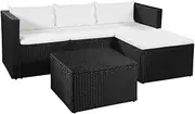 3 Piece Garden Lounge Set Poly Rattan Black and White Patio Bar Sets