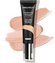 Anglicolor Foundation, Soft Matte Liquid Foundation, Full Coverage Control Concealer Foundation, Flawless Soft Waterproof Long Lasting Foundation Makeup for Oily Acne Skin (103#Warm Peach, 30ml)
