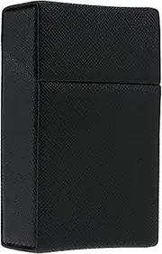 [TRELVEX] PU Leather Cigarette Case withFlip Top,Cigarette Box Case Suitable for Pocket Holds 20 Cigarettes, for Men Women(Black)