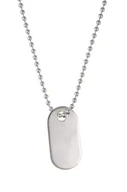Dog Tag Pendant Solid Sterling Silver 20" Chain Hallmarked