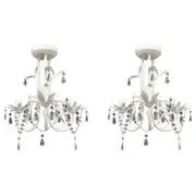 Crystal Pendant Ceiling Lamp Chandeliers 2 pcs Elegant White