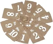 OFFSCH 10pcs Burlap Wine Tags with Numbers Table Place Cards for Weddings Parties and Events Khaki Hanging Decor