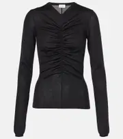 [Saint Laurent] Saint Laurent Ruched cashmere, wool and silk top UK 14 black