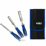 WoLF WOOD CHISEL SET WWC003 3Pcs 13mm, 19mm & 25mm, Clear Acetate Handle
