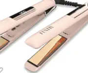 Hair Straightener - 100% Pure Titanium Flat Iron 2 in 1 Hair Curler Straightener