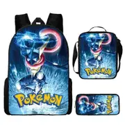 Kids Backpack Pikachu Pokemon 3 Piece Set Show Shoulder Bag Pencil Case Teen Student School Fun Cute Travel Gift Character