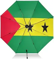 [RPLIFE] Travel Umbrella Windproof Umbrella Small Compact, Umbrellas for Backpacks/Handbags, Rain, Wind and Sun, Sao Tome Principe Flag