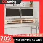 monitor stand storage shelves wood 100x24x13 cm natural pine 3919