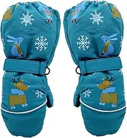 [NewGtuizi] Kids Ski Mittens Winter Snow Waterproof Mittens Toddler Gloves Warm Windproof Mittens for Boys Girls, Snowboarding Green
