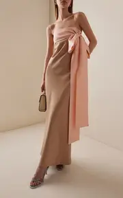[Bernadette] Bart Sash-Detailed Crepe Maxi Dress