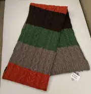 STUSSY CABLE KNIT 100% LAMBSWOOL MULTI COLOR THICK SCARF *NEW*