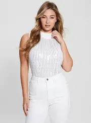 GUESS Women's White Vivian Short Sleeve Top Size: Medium, Viscose Rayon