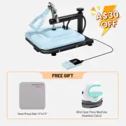 [⚡Flash Deal] Manual Heat Press Machine 15" x 15" 230V - (2 Colors) & Free Mini Heat Press, Light Blue