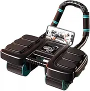 Ab Wheel Roller with Elbow Support, 4-Wheel Abdominal Wheel Core Workout Equipment with Mobile Phone Holder, Automatic Rebound Abdominal Wheel Roller for Home Gym Fitness
