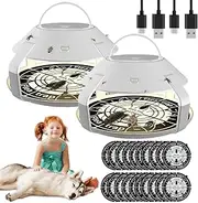 Vmxlso Pack of 2 Flea Traps, Flea Traps for Home, LED Flea Light Trap, Environmentally Friendly PP Material, Round Flea Traps with 10 Stickers, 2 Charging Cables, Bed Bug Trap for Fleas, Mosquitoes,