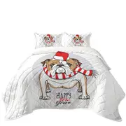 Happy New Year Funny Christmas Tough Bulldog Coverlet