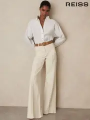 Reiss Ecru Sakura Patch-Pocket Flared Jeans (W35631) | $325