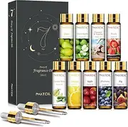 PHATOIL 9PCS Fruit Fragrance Oil Set for Soap Making Diffusers, 10ml/0.33fl.oz Cucumber Melon, Coconut & Vanilla, Peach, Pear, Green Apple, Blueberry, Apple, Fig, Lemon Fragrance Oil Essential Oils