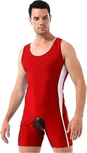 [TiaoBug] Men's Sexy U Neck Wrestling Singlet Tights Backless Bodysuit Weightlifting Outfit Swimsuit