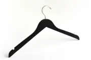 Adult Matte Black Wooden Top Hanger with Gold Hook (Box of 50)