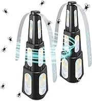 Fiohiros 2 Packs Fly Fans for Tables,Outdoor Food Fans to Keep Flies away, Portable Retractable Fly Fan with Reflective Strips for Picnic, Restaurant, Party, Home,BBQ