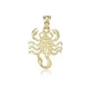 14K Solid Yellow Gold Scorpion Pendant - Scorpio Zodiac Necklace Charm Women Men