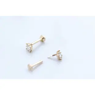 14K Six Prong Setting Piercing ( L SIZE) 六爪菱形鑽鎖珠耳環 (大) (前鎖款)