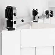WINSOON Bifold Barn Door Hardware: Smooth Quiet Bi-fold Barn Door Hardware Kit - 72" Black Bi Fold Sliding Track Set for 68" Closet Doors - Black Folding System - Top Mount Without Doors