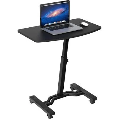 SHW Height Adjustable Mobile Laptop Stand Desk Rolling Cart Height Adjustable...