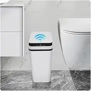 QSFWCSM Bathroom Trash can,Smart Touchless Trash Can,Automatic Motion Sensor Trash Bin with Lid,2.4 Gallon Garbage Can, Kitchen, Bathroom, Office, Bedroom Trash can (White)