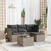 5 Piece Garden Sofa Set with Cushions Grey Poly Rattan AU Stock Outdoor Li