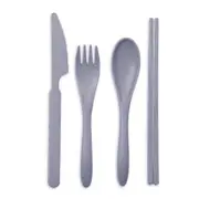8pc The Good Brand Knife/Spoon/Fork/Chopsticks Cutlery Set - Charcoal
