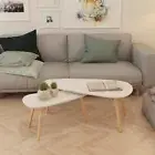 2 PCS Coffee Table Set Living Room Lounge Side Tables Wooden Nightstand White