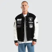 [Nena and Pasadena NFL] Las Vegas Raiders Huddle Varsity Jacket Black/White