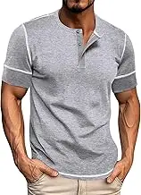 Daily Sport T Shirts for Men Trendy Solid Color Short Sleeved T Shirt Button Up V Neck Polo Shirt for Men Gymout Workout