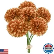 Mandy's 6pcs Gold Fake Artificial Chrysanthemum Ball Silk Flowers 12" for Mot