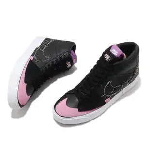 Nike 滑板鞋 Zoom Blazer Mid 男女鞋 SB 基本款 簡約 氣墊 舒適 情侶穿搭 黑 粉 DA2189002 [ACS 跨運動]