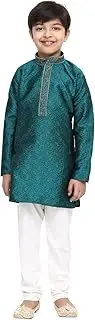 [Sojanya] Big Boy's Jacquard Silk Kurta & Churidaar Pyjama Set