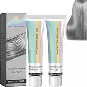 Caremey Silver Hair Dye,Caremey 2 in 1 Natural Essence Extract Silver Hair Dye,No Bleaching SilverGrey & SmokeGrey Hairs Cream for All Hair Types (2PCS)