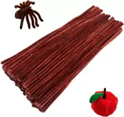 100 Pieces Brown Pipe Cleaner Craft Set,Thick Fuzzy Chenille Stem Pipe Cleaners
