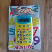 Vtg NOS 90s Kids Calc Calculator Sentry Children's Calculator Yellow Turqoise
