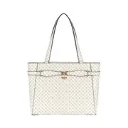 GUESS White Arlena Logo Small Noel Tote Bag
