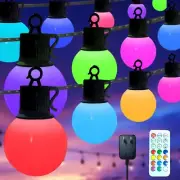 RGB Outdoor Patio String Lights: 33FT Waterproof LED With Remote Control - Co...