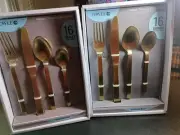 Lot of 2 Towle Living Graciela Gold 16-Piece Forged Stainless Steel Flatware Set