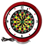 Darts Game Room WBG, Red Lighted Gas Pump Globe Advertising Style Quartz Clock
