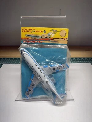 New Sealed 1960s Japan Made Boeing 727 Pan America Friction Jet Plane Toy