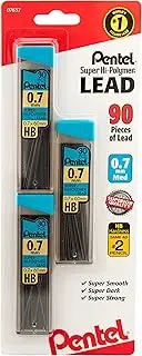 Pentel® Super Hi-Polymer® Leads, 0.7 mm, Medium, HB, 30 Leads Per Tube, Pack Of 3 Tubes